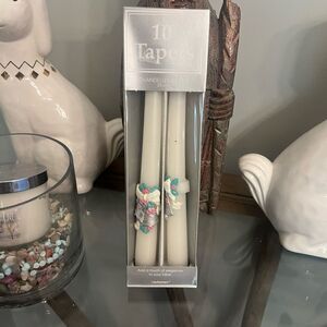 Wedding Bells Vintage 10” Cream Taper Candles with Floral Details.